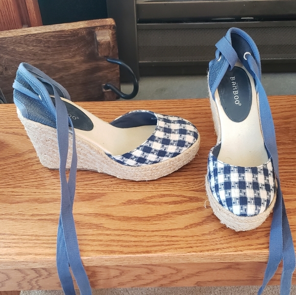 Bamboo Blue & White Checkered Espadrilles - Picture 2 of 3